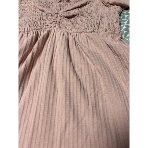 Baeverly Smocked Square Neck Ruched Front Blush Pink Babydoll shirt - Picture 4 of 7